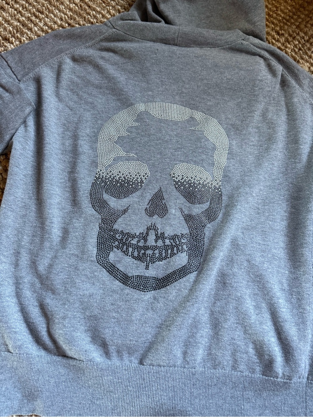 ⚜️ ZADIG & VOLTAIRE GRAY MEDIUM SKULL RHINESTONE ZIP UP HOODIE ⚜️ - Picture 14 of 14
